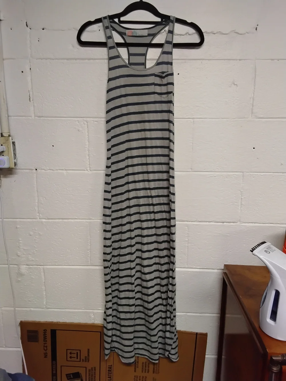 Free Peopel Beach Striped Blue and White Maxi Tank Dress